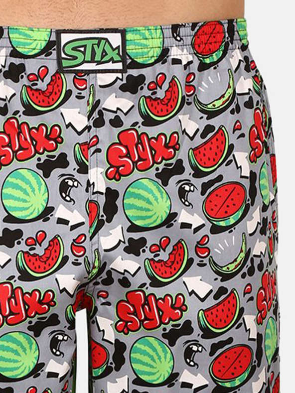 Styx Rote und graue gemusterte Herren-Pyjamahose Styx