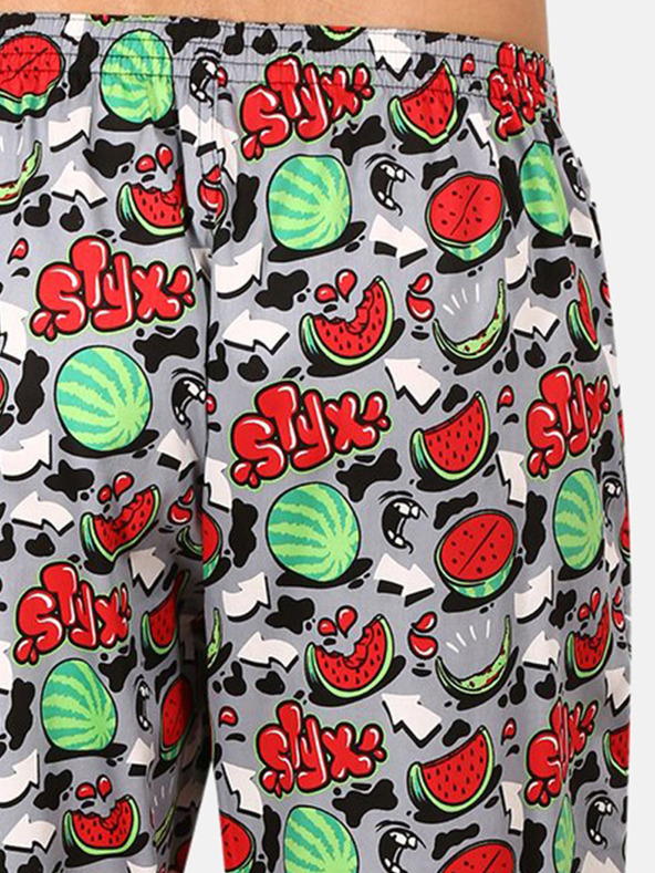 Styx Rote und graue gemusterte Herren-Pyjamahose Styx