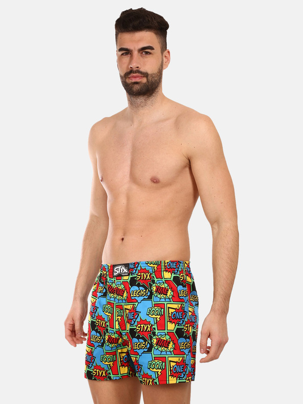 Styx Rot und blau gemusterte Herrenshorts Styx premium art Boom