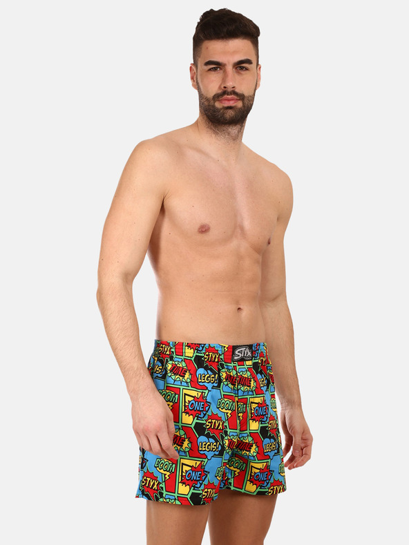 Styx Rot und blau gemusterte Herrenshorts Styx premium art Boom