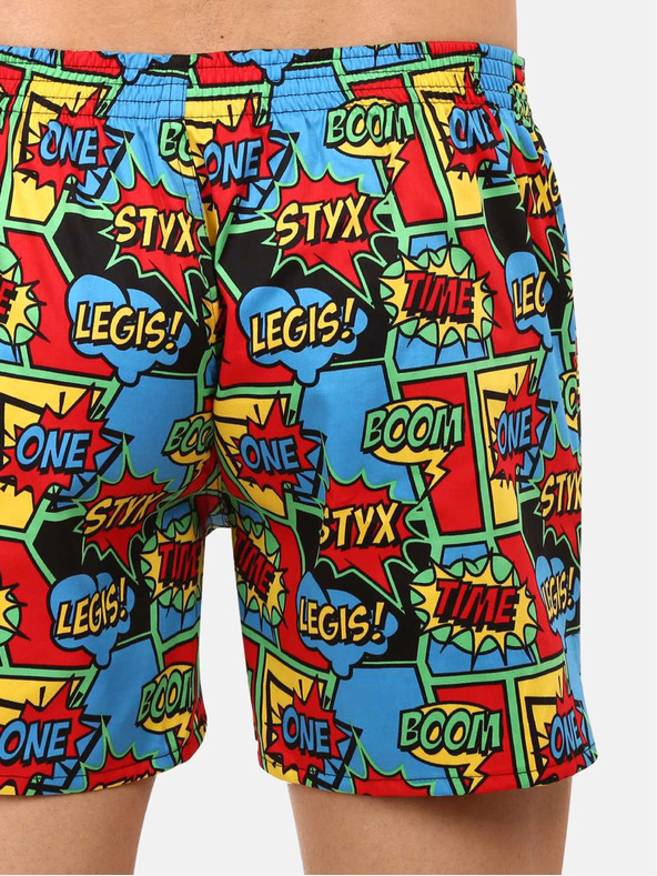 Styx Rot und blau gemusterte Herrenshorts Styx premium art Boom
