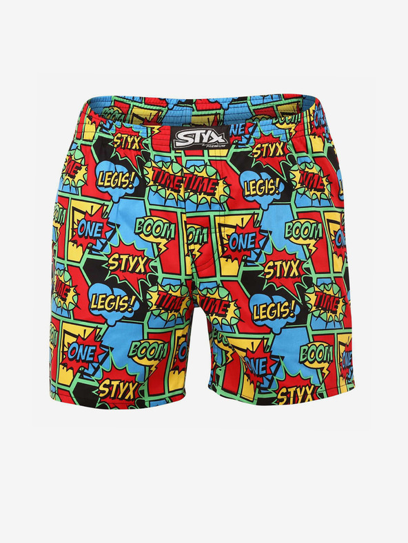 Styx Rot und blau gemusterte Herrenshorts Styx premium art Boom