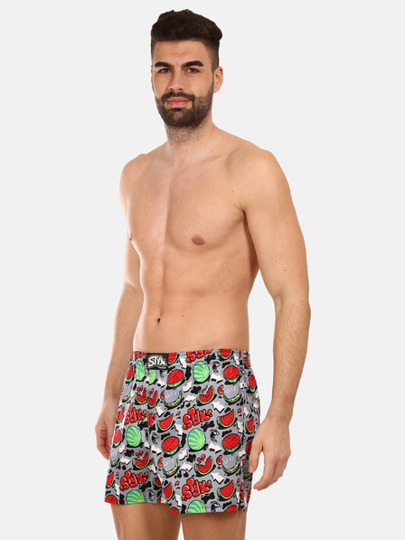 Styx Graue und rote gemusterte Herrenshorts Styx premium art Melonen