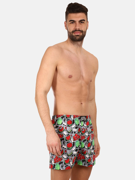 Styx Graue und rote gemusterte Herrenshorts Styx premium art Melonen