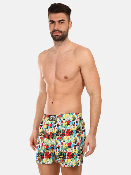 Styx Gelbe und rote gemusterte Herrenshorts Styx premium art Emoji
