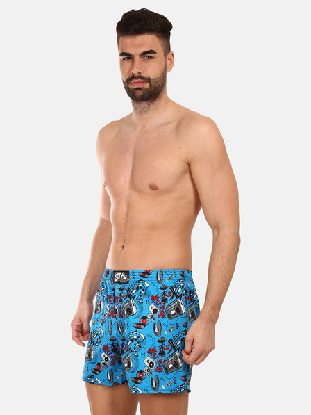 Styx Blaue gemusterte Herrenshorts Styx premium art Music