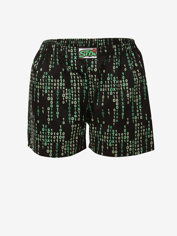 Styx Grün und schwarz gemusterte Damen-Schlafshorts Styx Code