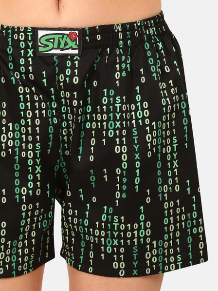 Styx Grün und schwarz gemusterte Damen-Schlafshorts Styx Code