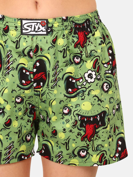 Styx Grün gemusterte Damen-Schlafshorts Styx Zombie