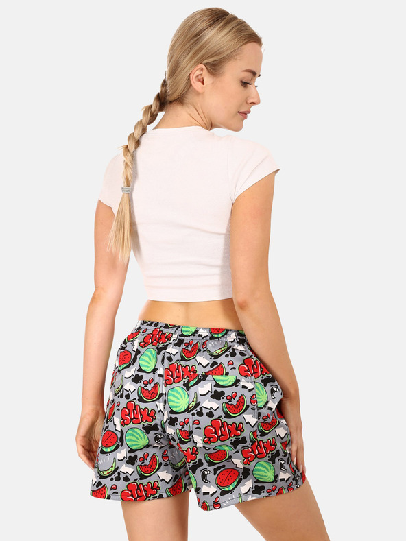 Styx Rot und grau gemusterte Damen-Schlafshorts Styx Melonen