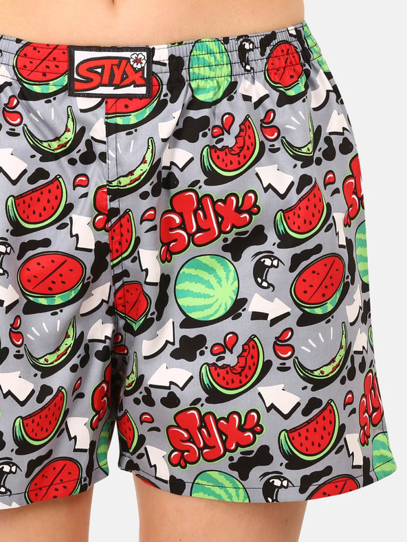 Styx Rot und grau gemusterte Damen-Schlafshorts Styx Melonen