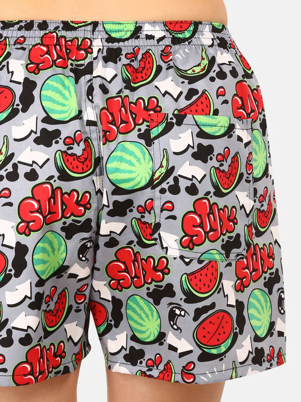 Styx Rot und grau gemusterte Damen-Schlafshorts Styx Melonen