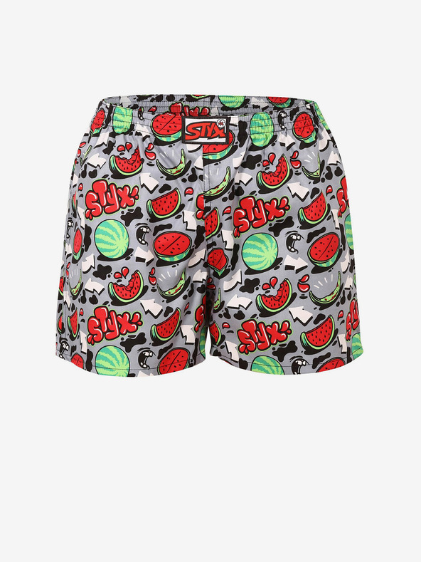 Styx Rot und grau gemusterte Damen-Schlafshorts Styx Melonen