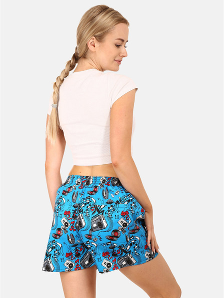 Styx Blaue gemusterte Damen-Schlafshorts Styx Music