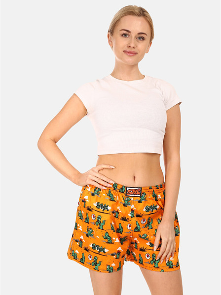 Styx Orangefarbene Styx Kaktus gemusterte Damen Schlafshorts