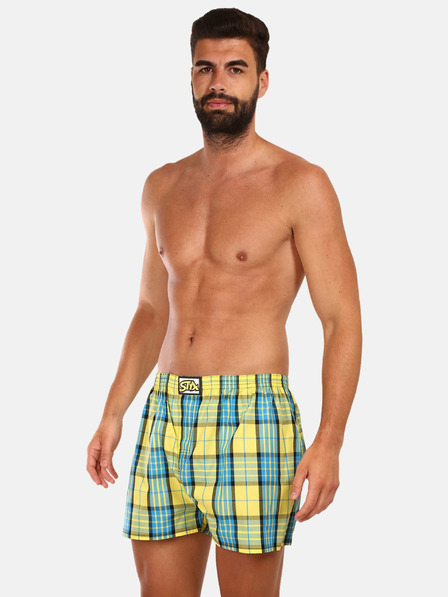 Styx Blau-gelb karierte Herrenshorts Styx