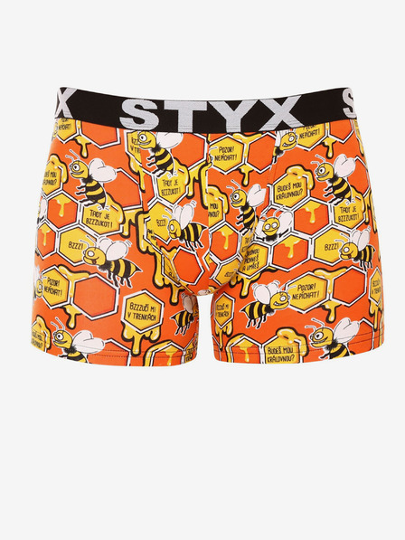 Styx Orange gemusterte Boxershorts für Männer Styx
