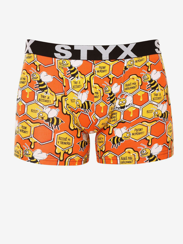 Styx Orange gemusterte Boxershorts für Männer Styx
