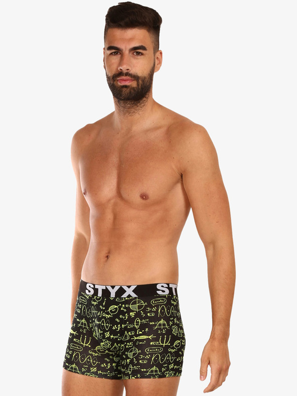 Styx Schwarzer gemusterter Boxerslip für Männer Styx