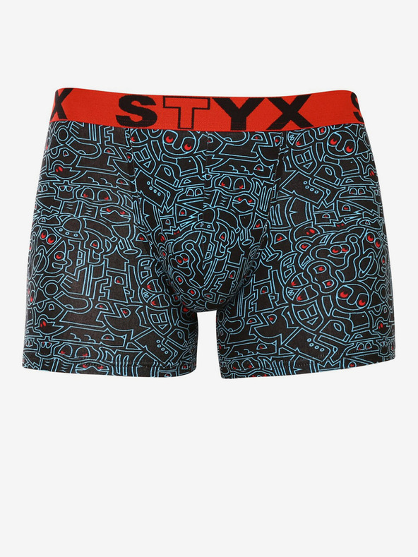 Styx Schwarzer gemusterter Boxerslip für Männer Styx