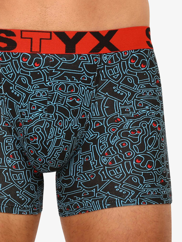 Styx Schwarzer gemusterter Boxerslip für Männer Styx