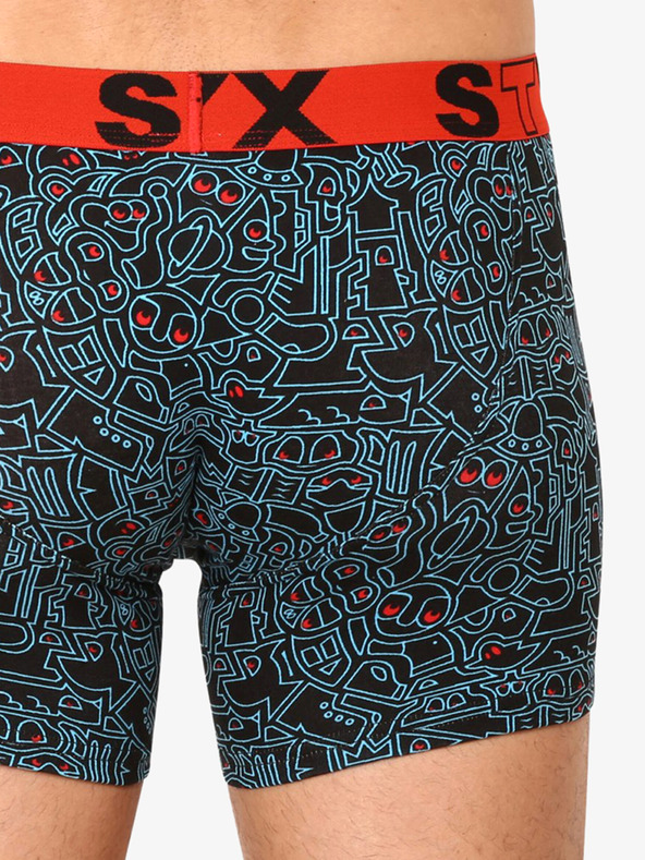 Styx Schwarzer gemusterter Boxerslip für Männer Styx