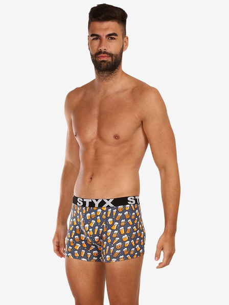 Styx Grauer gemusterter Boxerslip für Männer Styx Beer