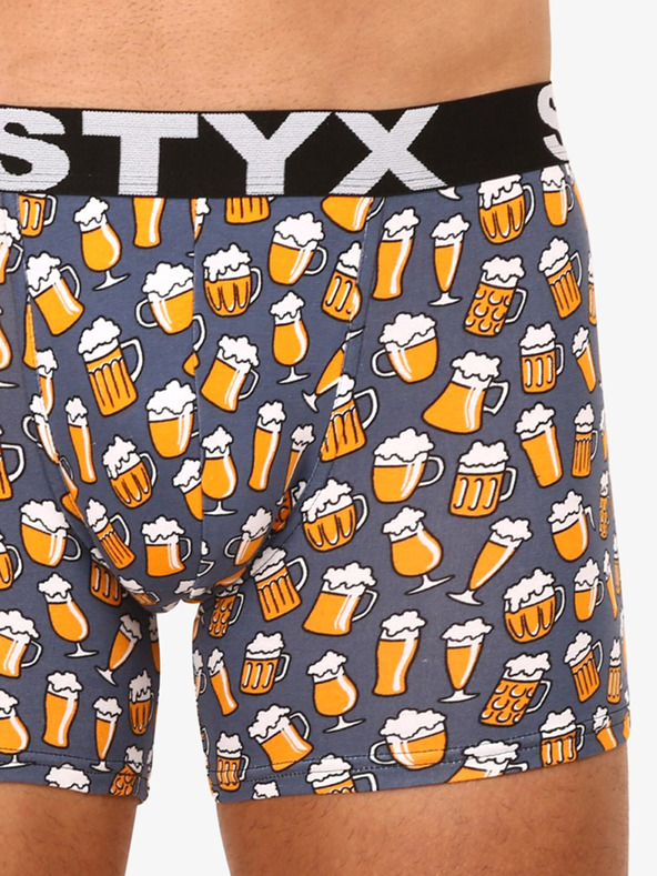 Styx Grauer gemusterter Boxerslip für Männer Styx Beer