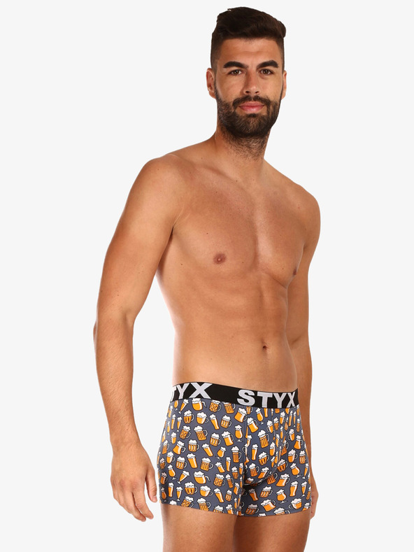 Styx Grauer gemusterter Boxerslip für Männer Styx Beer