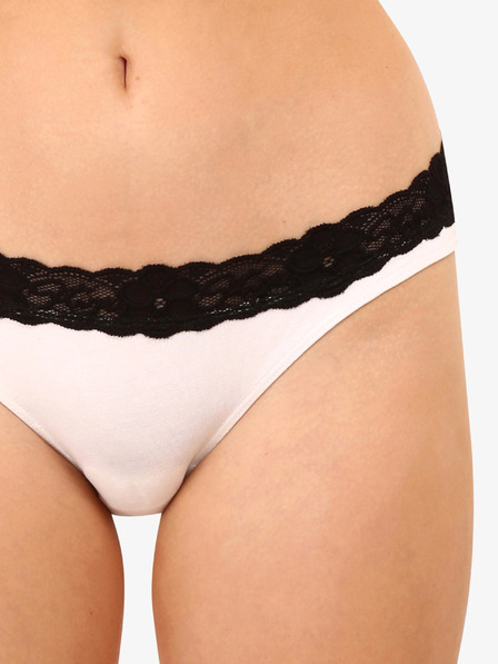 Styx Schwarz-weißer Damen-Slip mit Spitzendetail Styx