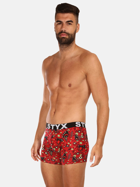 Styx Roter gemusterter Boxerslip für Männer Styx Zombie