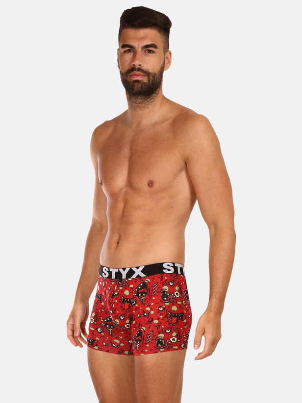 Styx Roter gemusterter Boxerslip für Männer Styx Zombie