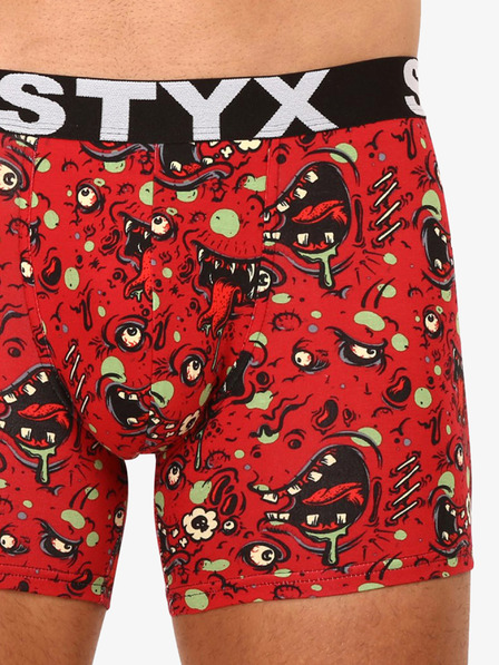 Styx Roter gemusterter Boxerslip für Männer Styx Zombie
