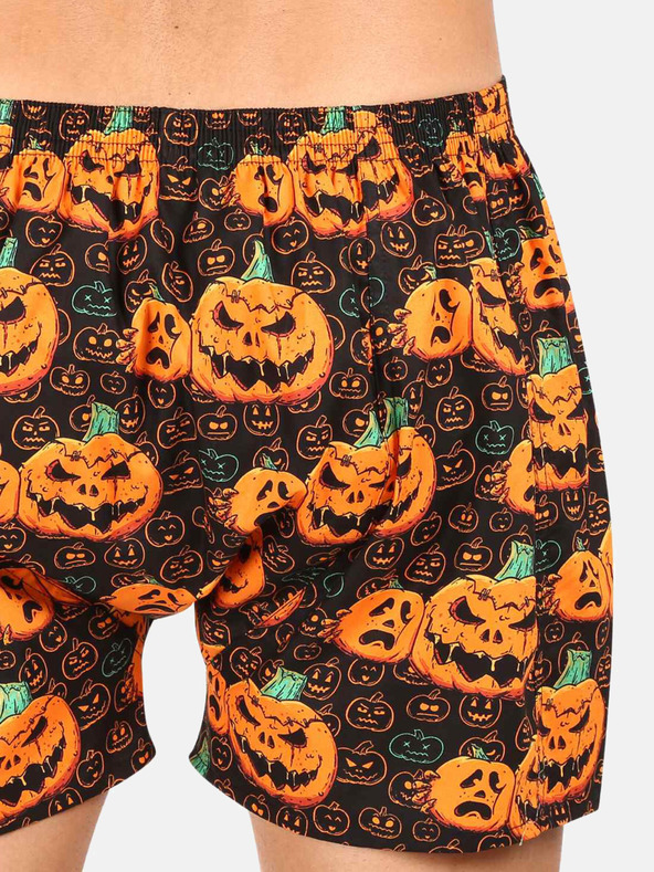 Styx Orangefarbene und braune Styx Halloween-Kürbisshorts für Herren
