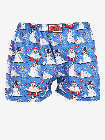 Styx Weiße und blaue Herren-Weihnachtsshorts Styx Christmas Snowmen