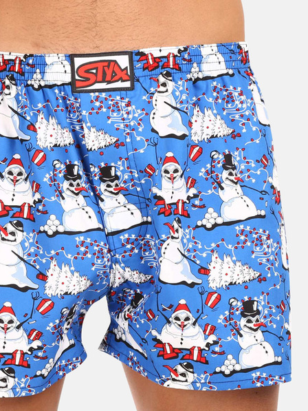 Styx Weiße und blaue Herren-Weihnachtsshorts Styx Christmas Snowmen