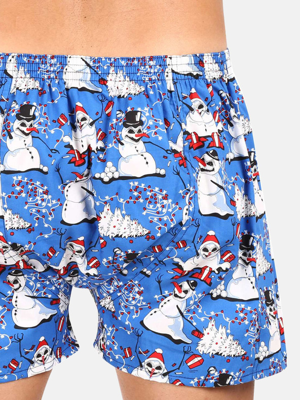 Styx Weiße und blaue Herren-Weihnachtsshorts Styx Christmas Snowmen