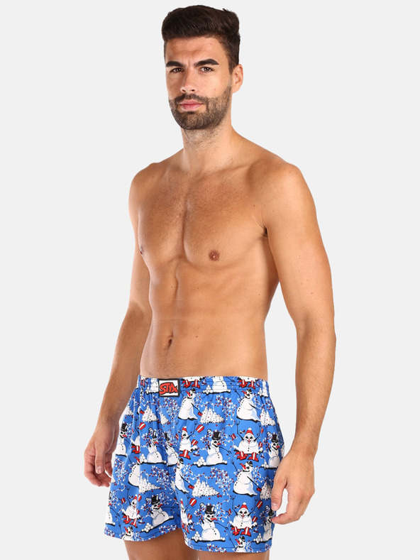Styx Weiße und blaue Herren-Weihnachtsshorts Styx Christmas Snowmen