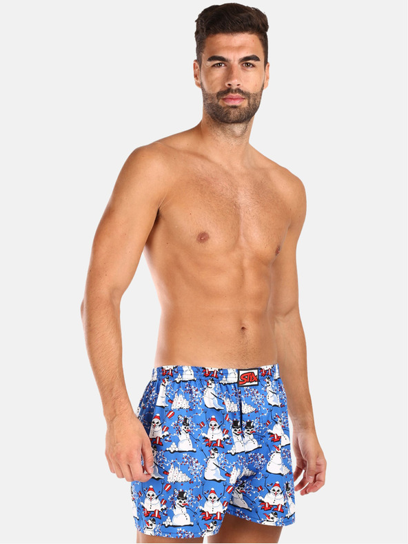 Styx Weiße und blaue Herren-Weihnachtsshorts Styx Christmas Snowmen