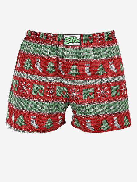 Styx Grüne und rote Styx Weihnachtsshorts für Männer