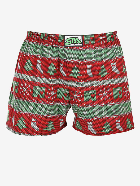Styx Grüne und rote Styx Weihnachtsshorts für Männer