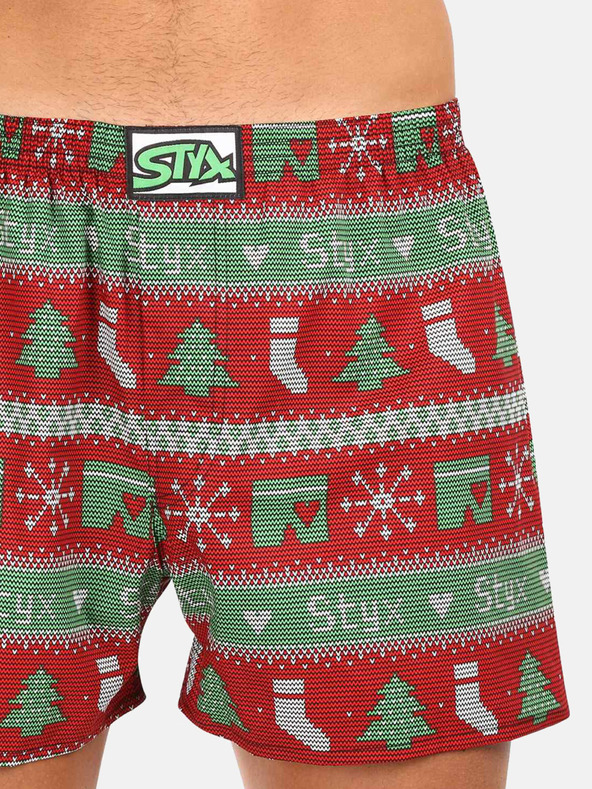 Styx Grüne und rote Styx Weihnachtsshorts für Männer