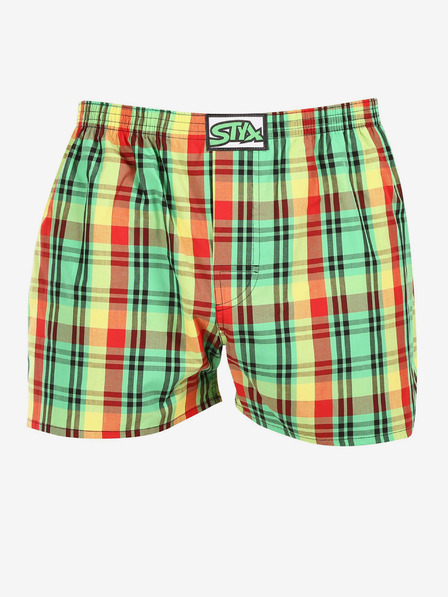 Styx Gelb und grün karierte Herren-Shorts Styx