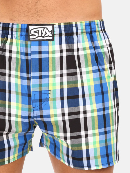 Styx Grün und blau karierte Herrenshorts Styx