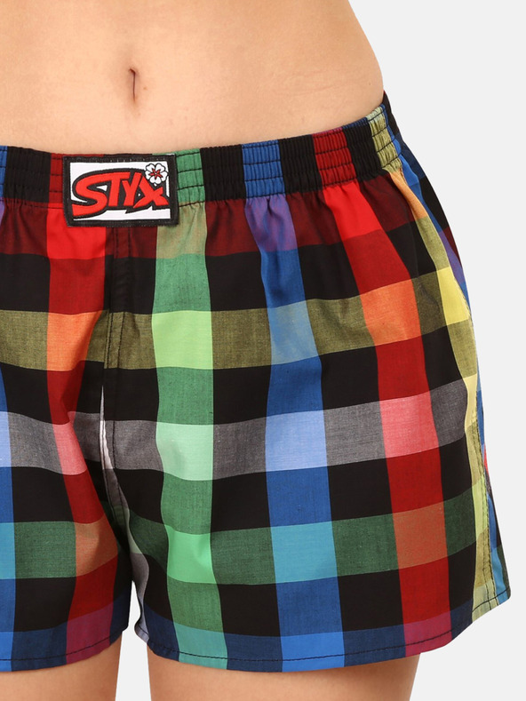 Styx Grün-schwarz karierte Damen-Shorts Styx