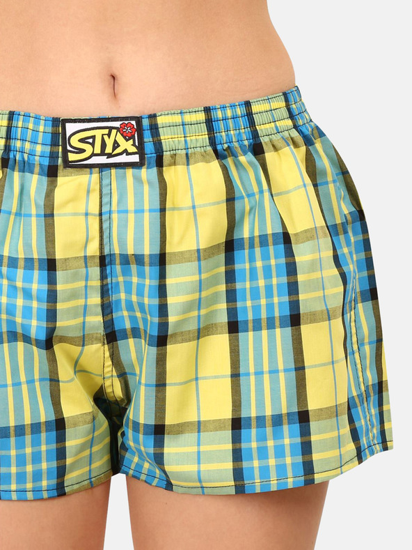 Styx Blau-gelb karierte Damen-Shorts Styx