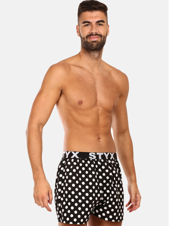 Styx Schwarz-weiße Herren-Polka-Dot-Shorts Styx Polka Dots