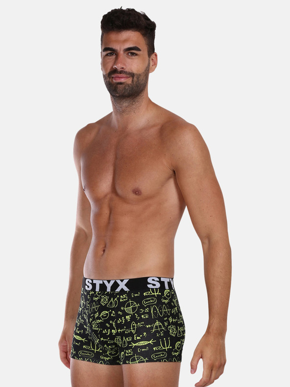 Styx Gelbe und schwarze Herren-Boxershorts Styx Physics
