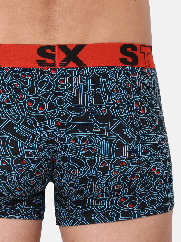 Styx Blaue und schwarze gemusterte Herren Boxershorts Styx