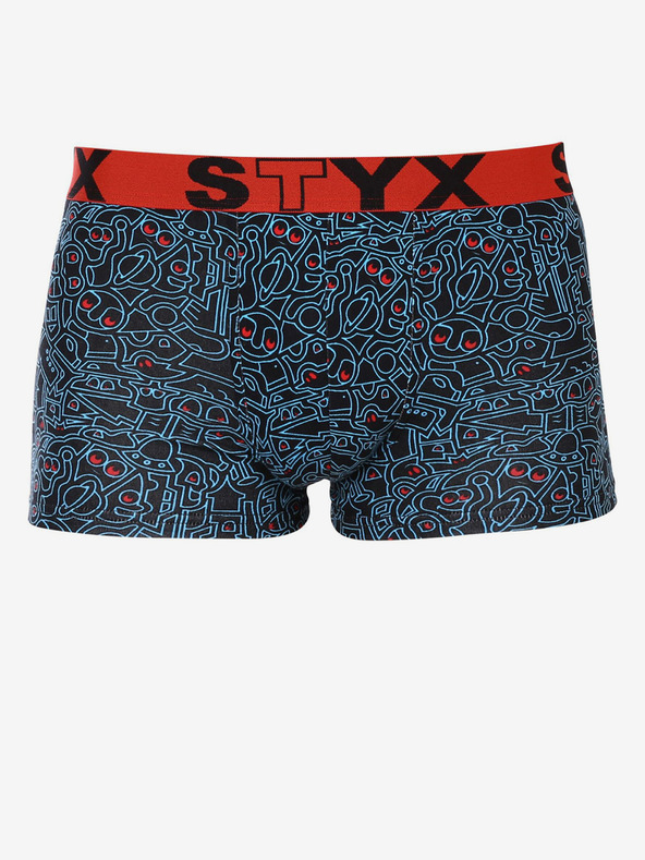 Styx Blaue und schwarze gemusterte Herren Boxershorts Styx
